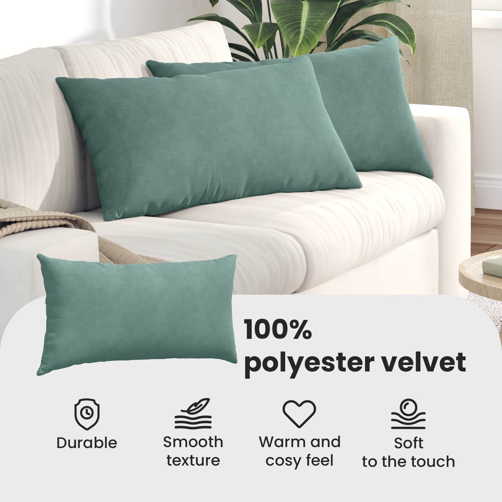 Sofa Pagalvės 2 pcs Jūrinė žalia 80 x 40 cm Kordūrinis audinys