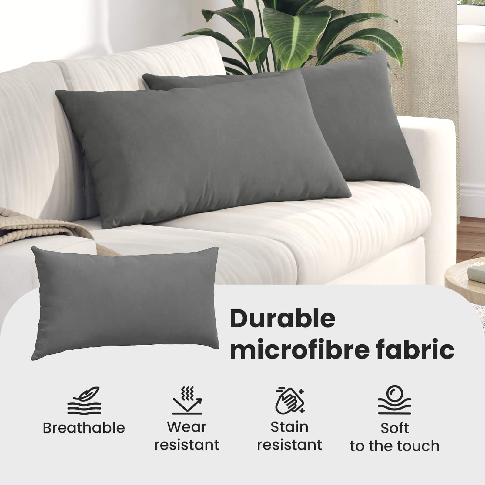 Sofa Pagalvės 2 pcs Tamsiai pilka 80 x 40 cm audinys