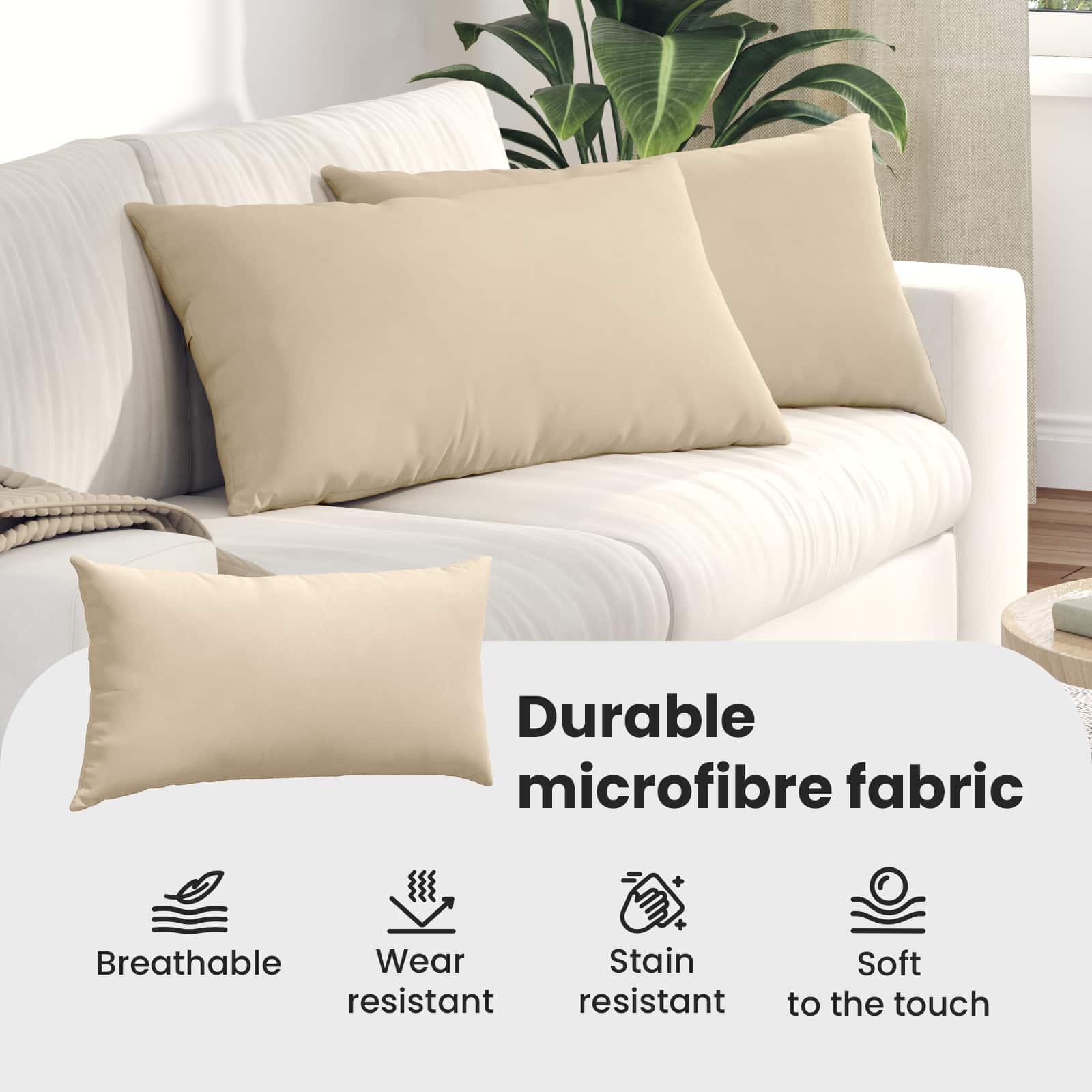 Sofa Pagalvės 2 pcs Kreminė 80 x 40 cm audinys