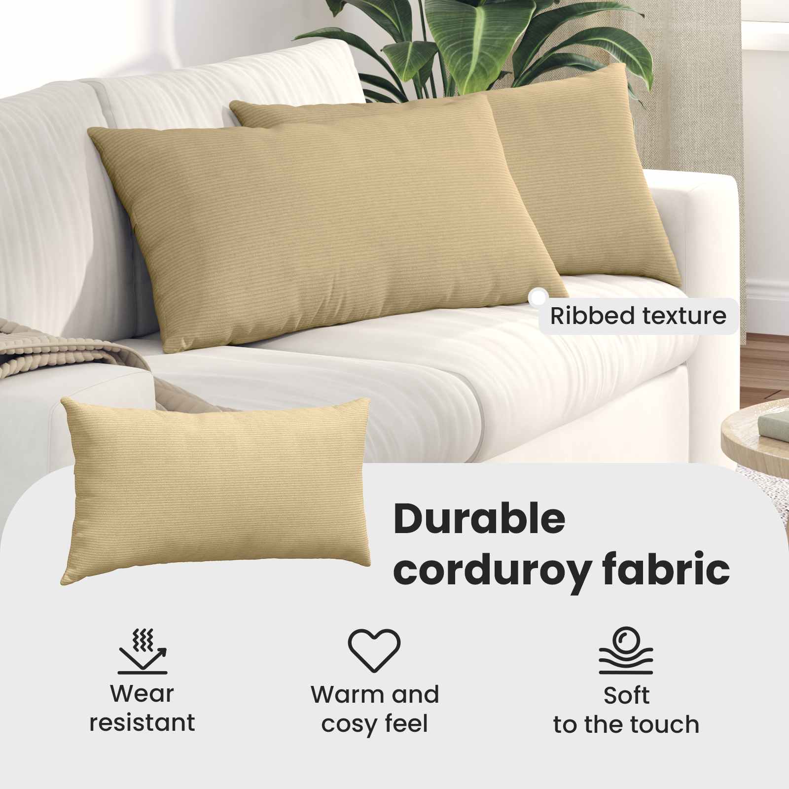Sofa Pagalvės 2 pcs Pilkai žalia 80 x 40 cm Kordūrinis audinys