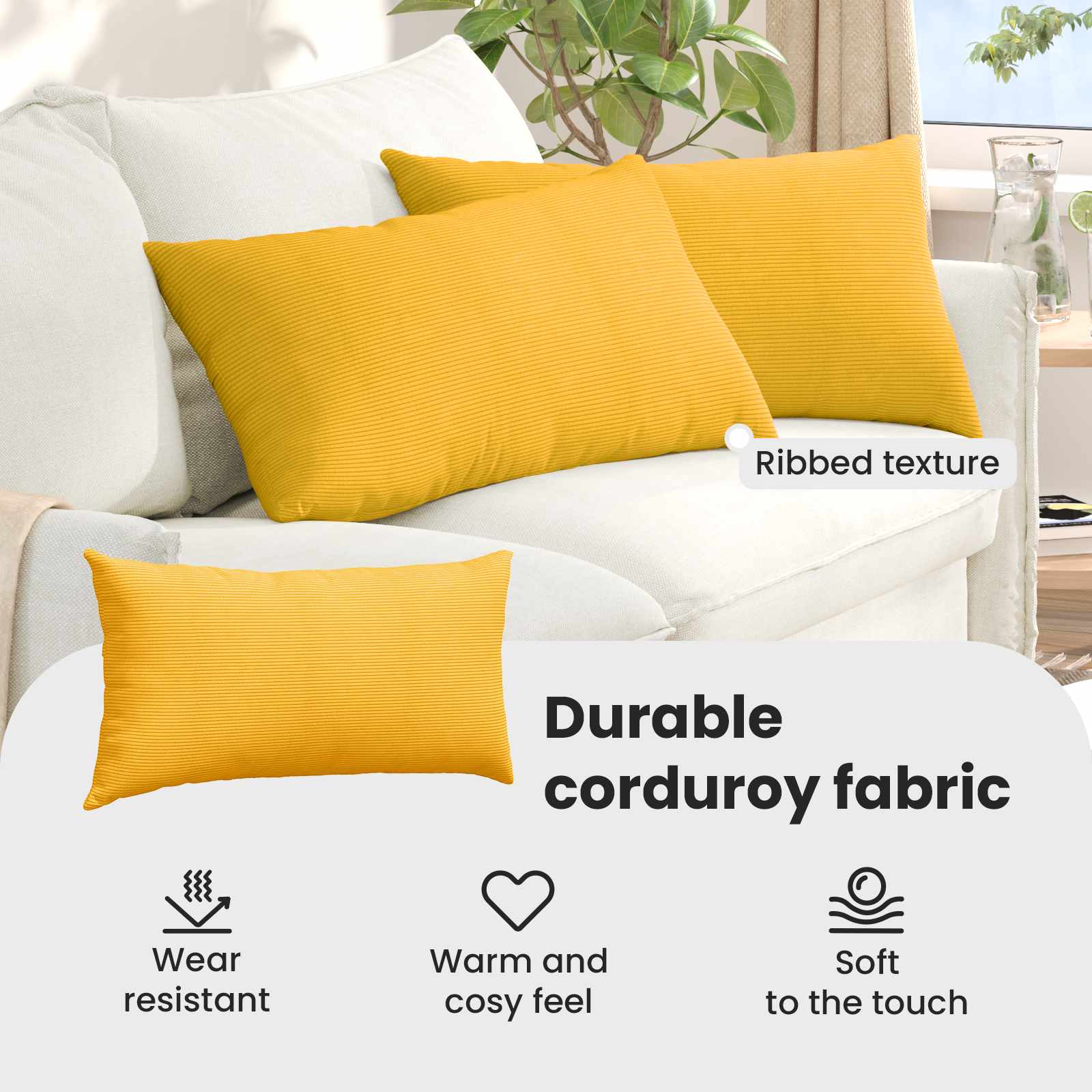 Sofa Pagalvės 2 pcs Šviesi geltona 80 x 40 cm