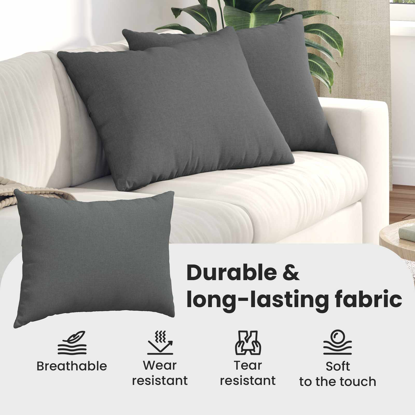 Sofa Pagalvės 2 pcs Tamsiai pilka 70 x 50 cm audinys