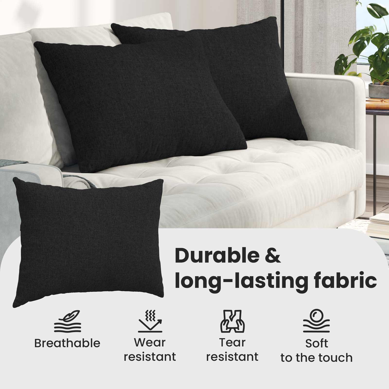 Sofa Pagalvės 2 pcs Juoda 70 x 50 cm audinys