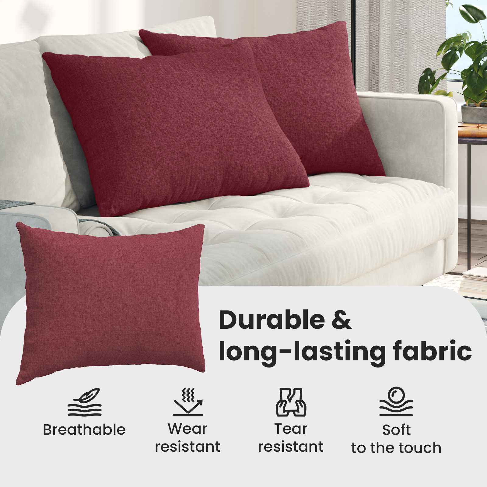 Sofa Pagalvės 2 pcs Vyno raudona 70 x 50 cm audinys