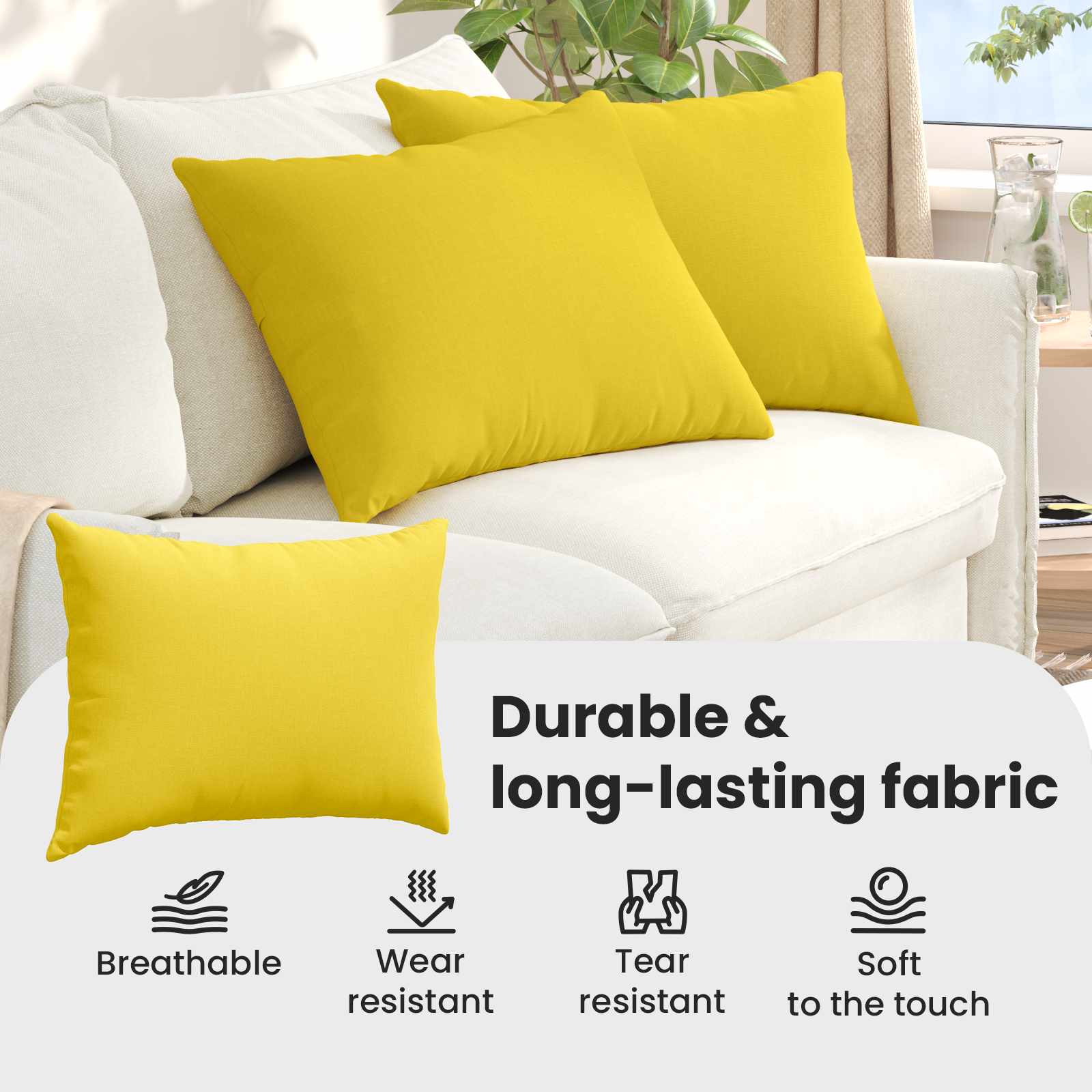 Sofa Pagalvės 2 pcs Šviesi geltona 70 x 50 cm audinys