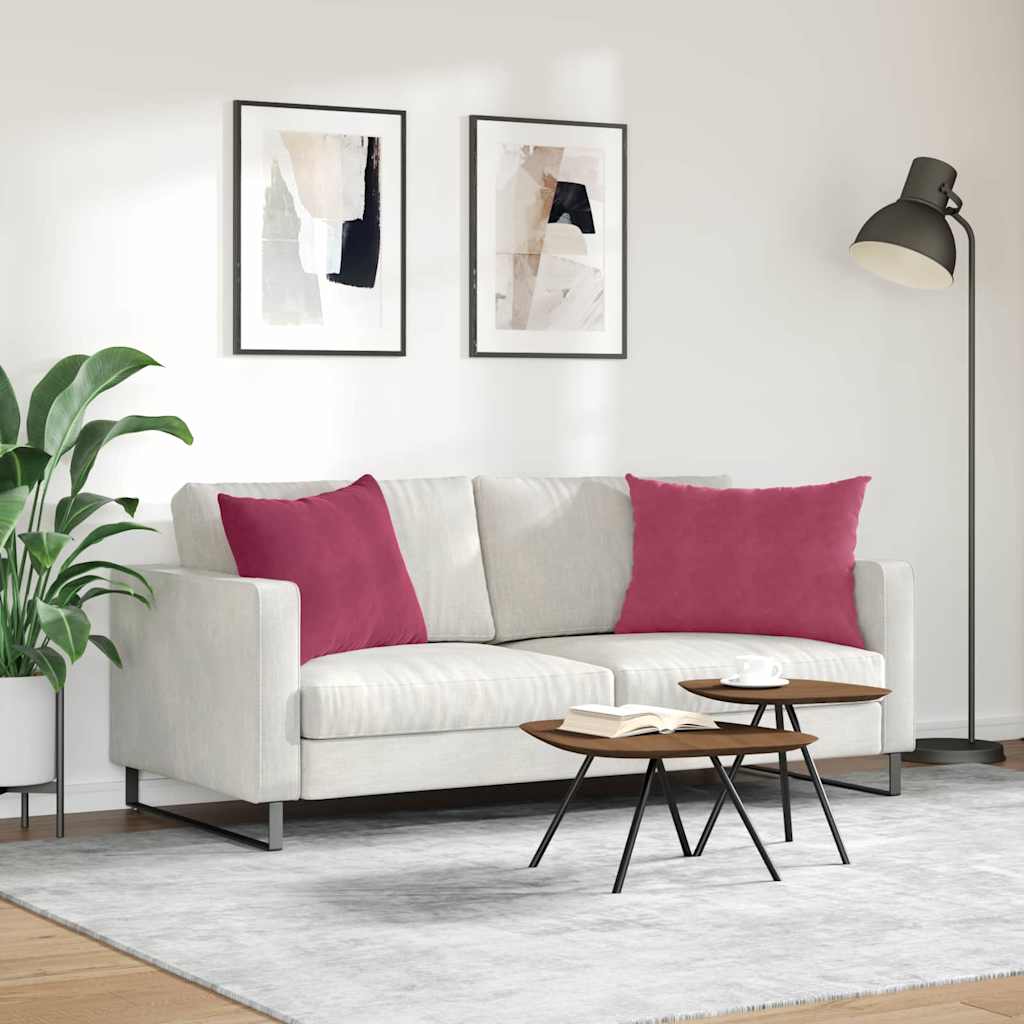 Sofa Pagalvės 2 pcs Vyno raudona 70 x 50 cm Kordūrinis audinys