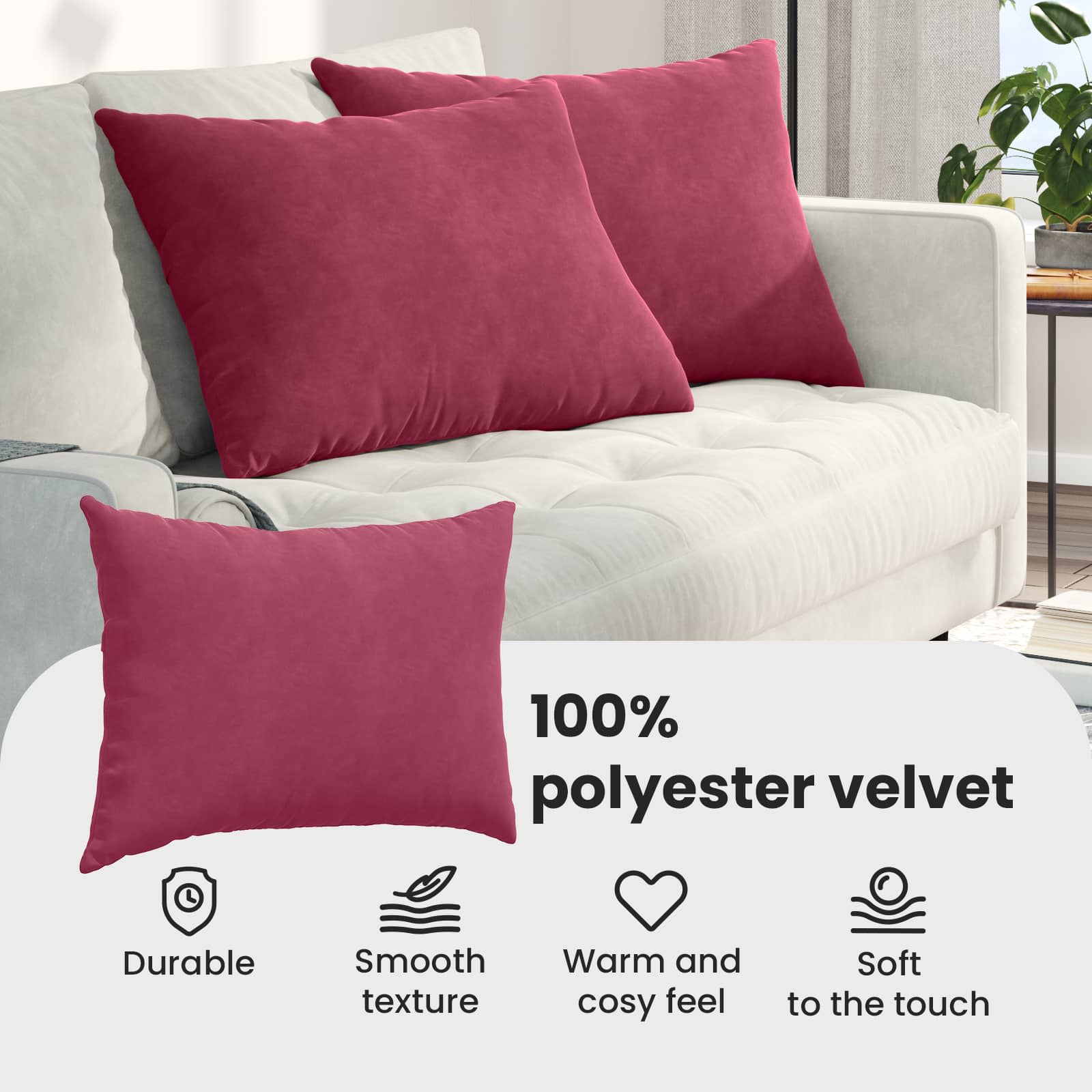 Sofa Pagalvės 2 pcs Vyno raudona 70 x 50 cm Kordūrinis audinys