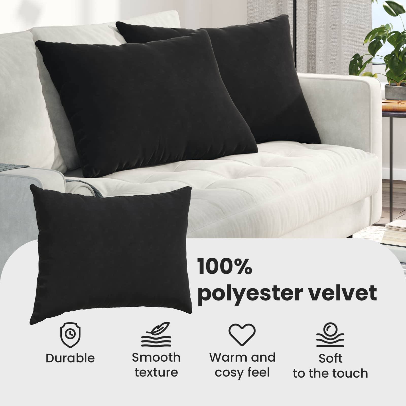 Sofa Cushions 2 pcs Black 70 x 50 cm Corduroy