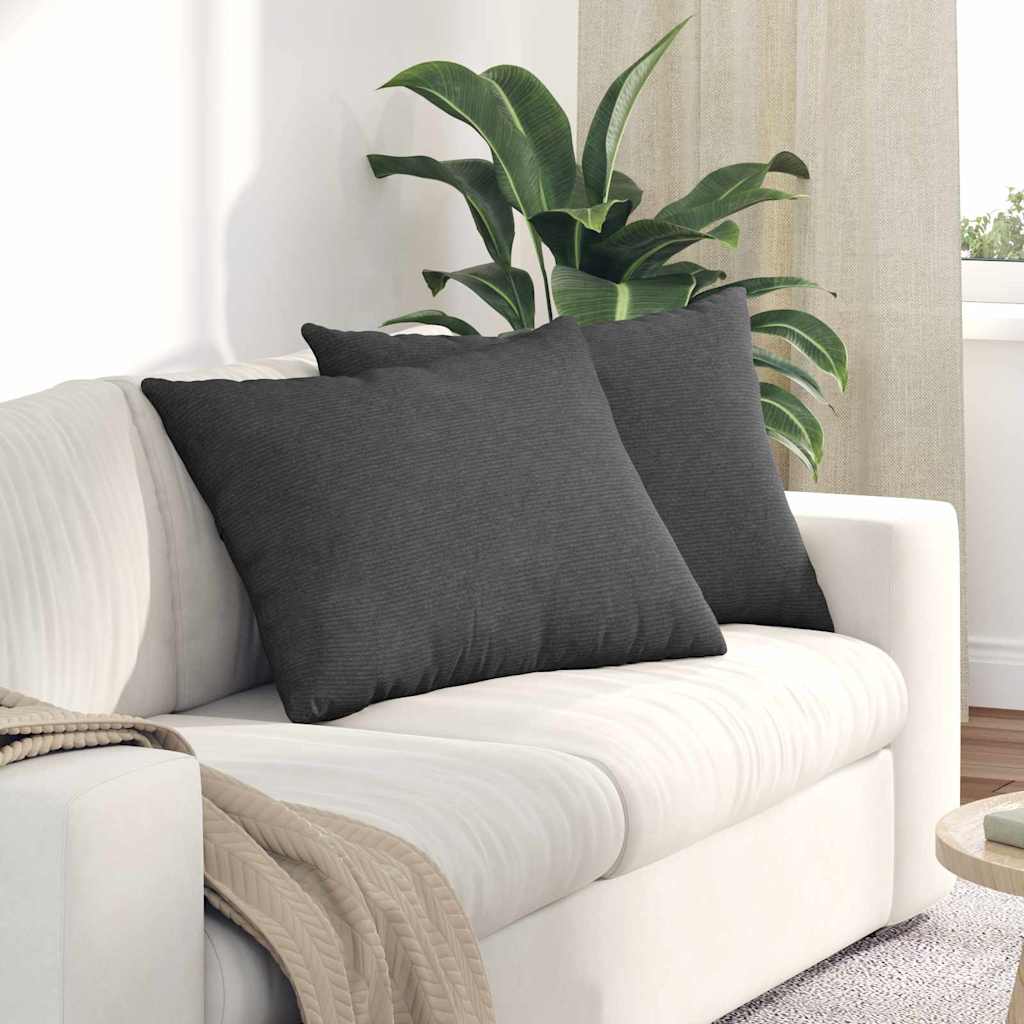 Sofa Cushions 2 pcs Dark Grey 70 x 50 cm Corduroy