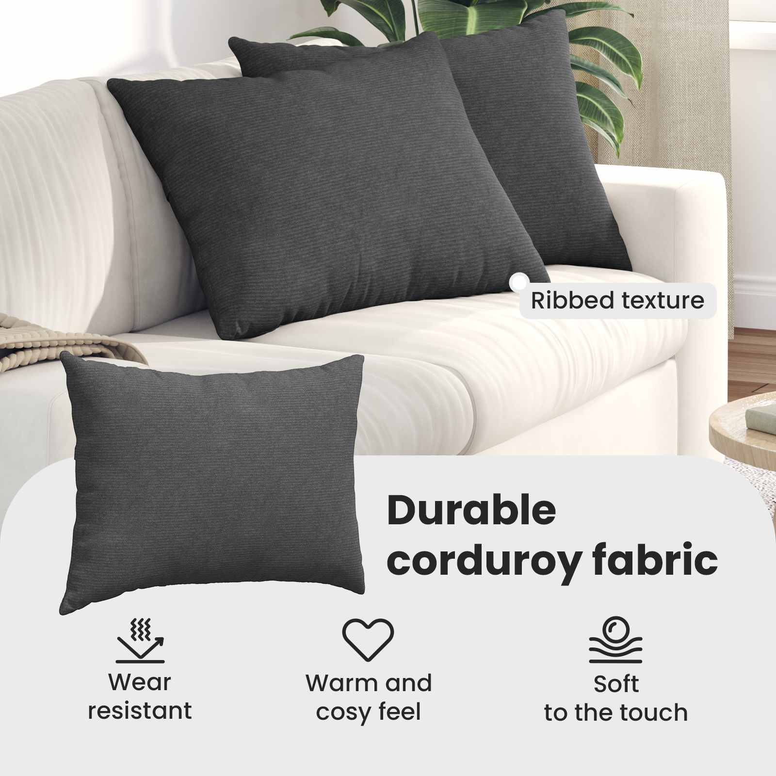 Sofa Pagalvės 2 pcs Tamsiai pilka 70 x 50 cm Kordūrinis audinys