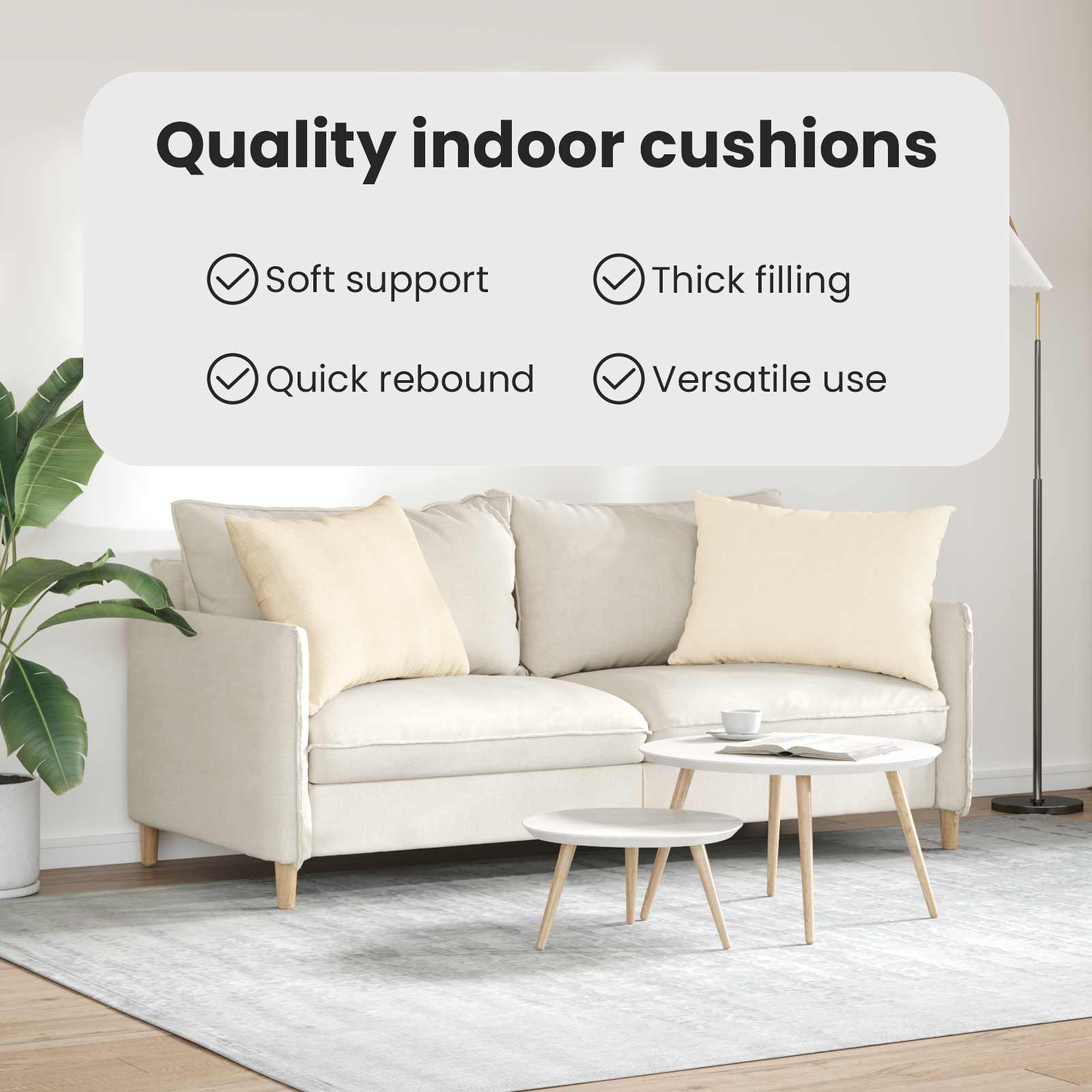 Sofa Pagalvės 2 pcs Kreminė 70 x 50 cm Kordūrinis audinys