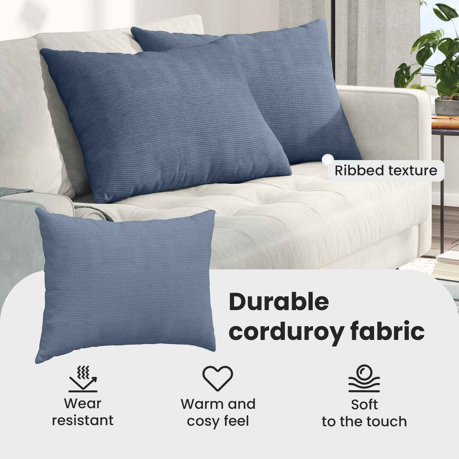 Sofa Pagalvės 2 pcs Mėlyna 70 x 50 cm Kordūrinis audinys