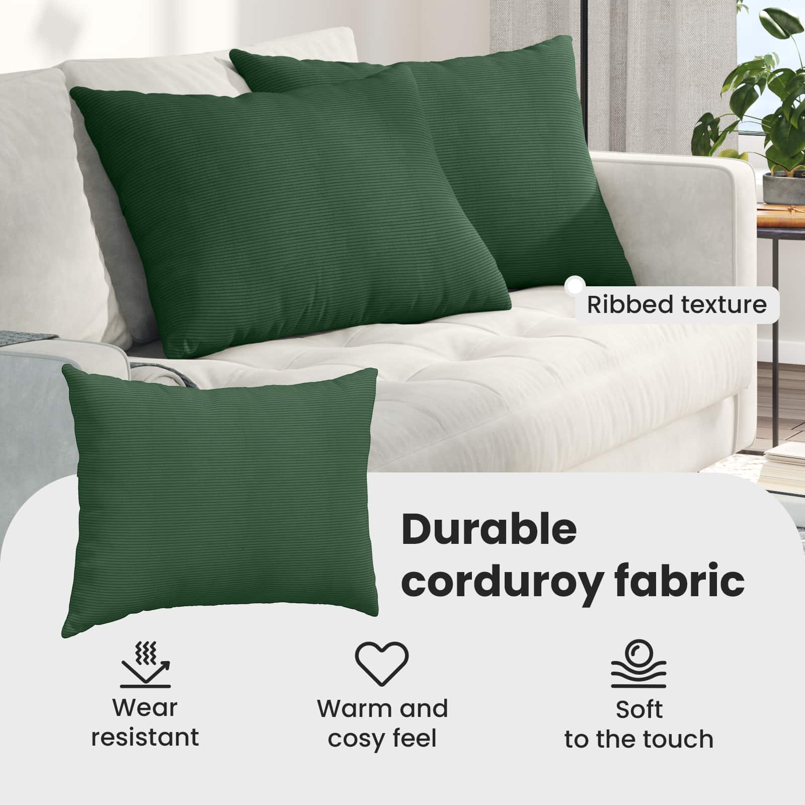 Sofa Pagalvės 2 pcs Tamsiai žalia 70 x 50 cm Kordūrinis audinys