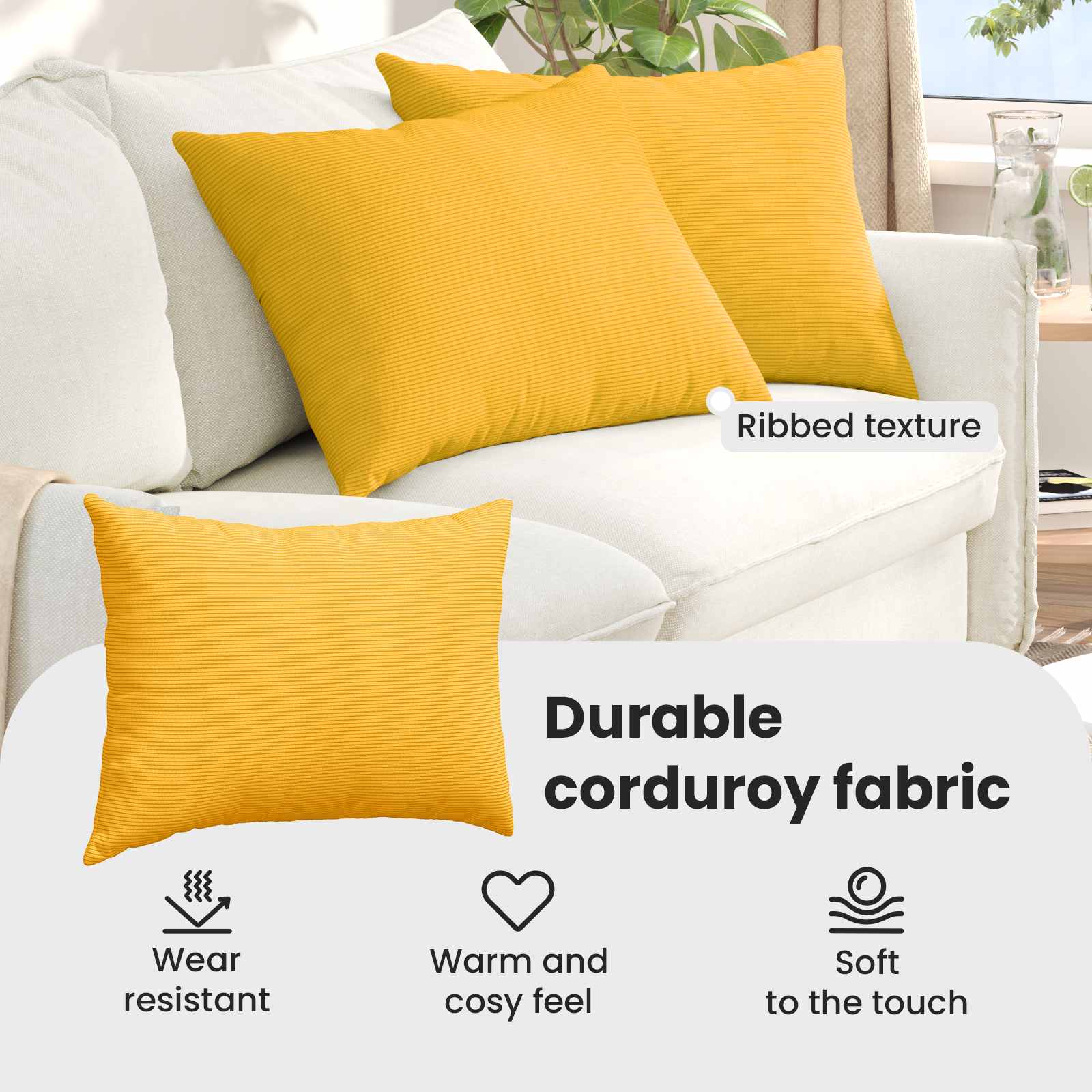 Sofa Pagalvės 2 pcs Šviesi geltona 70 x 50 cm