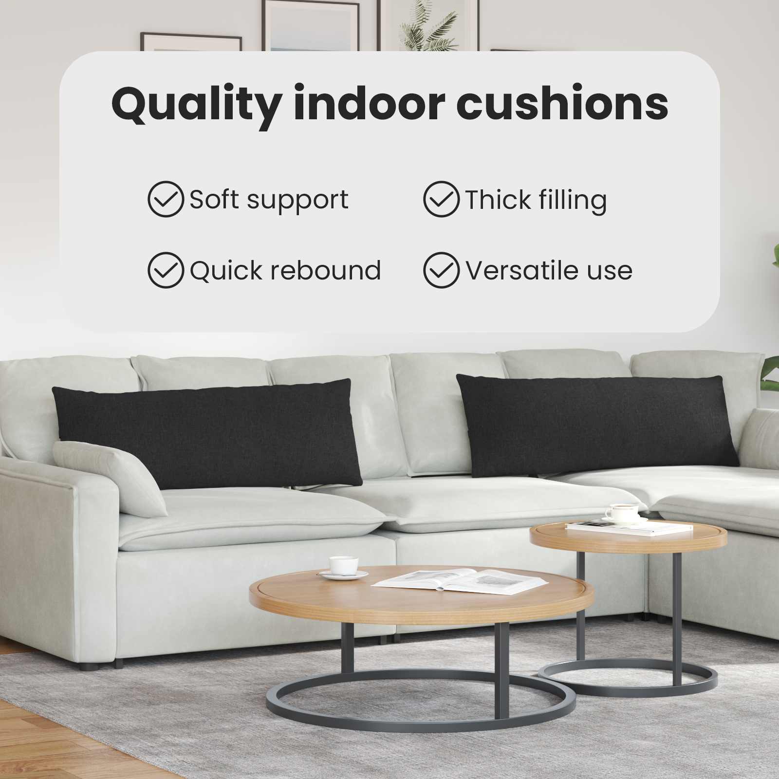 Sofa Pagalvės 2 pcs Juoda 120 x 40 cm audinys