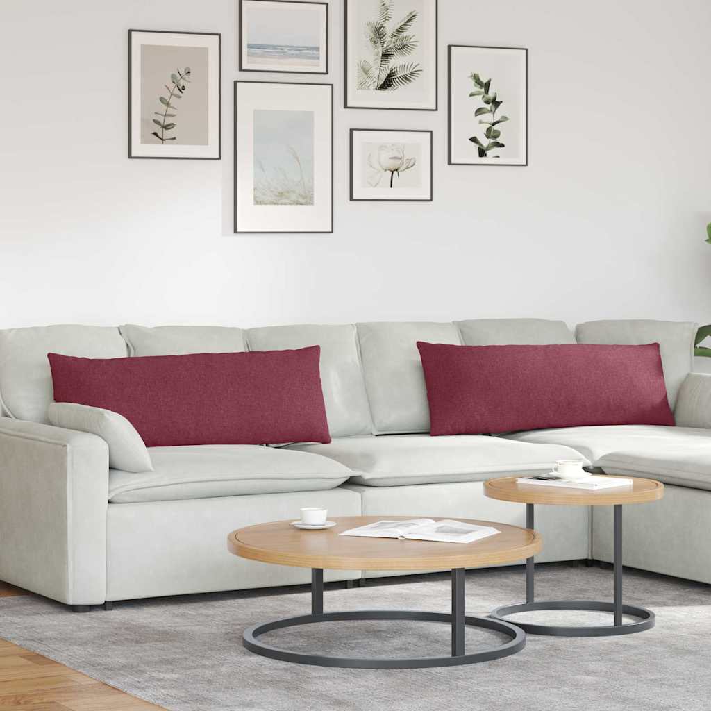 Sofa Cushions 2 pcs Wine red 120 x 40 cm fabric