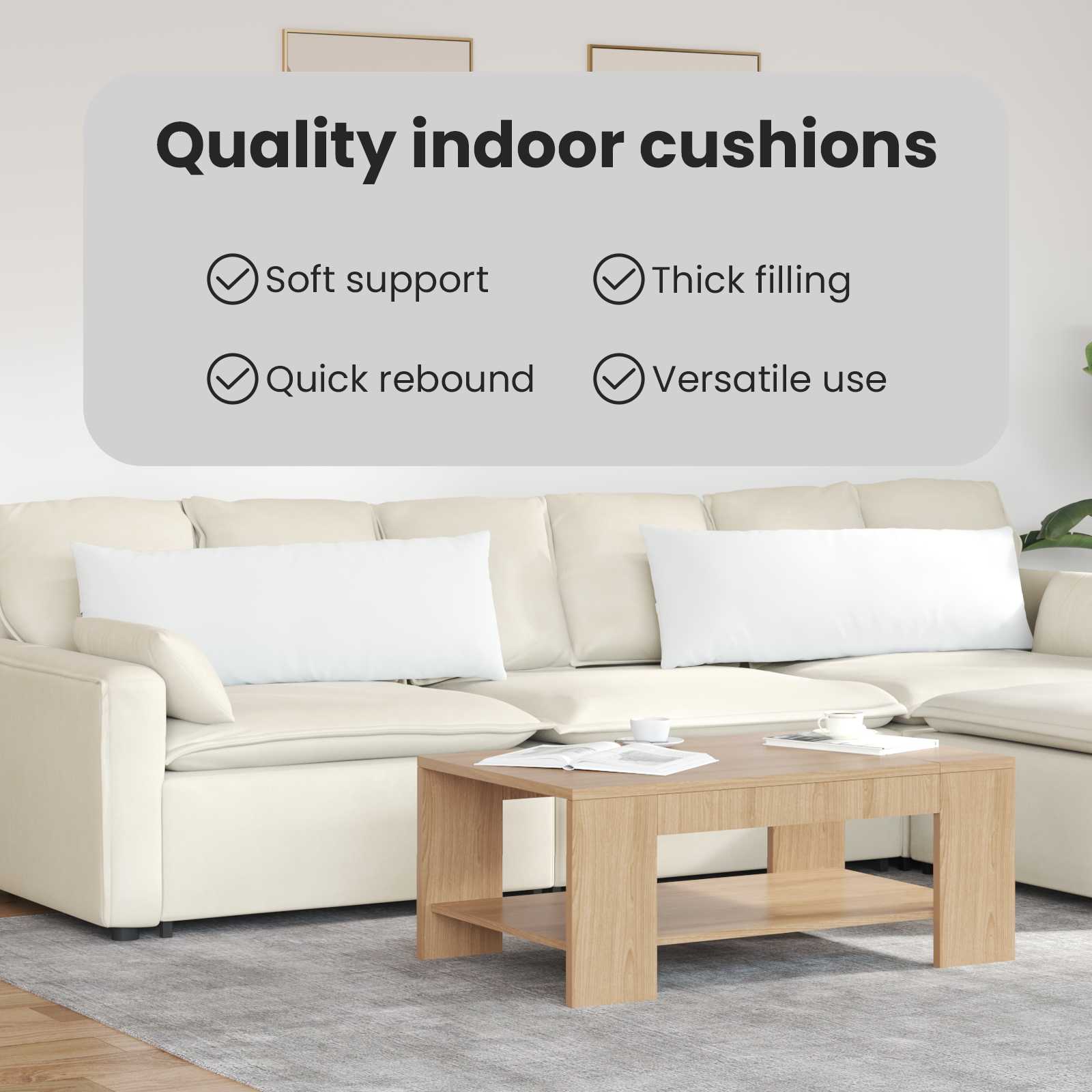 Sofa Pagalvės 2 pcs Balta 120 x 40 cm audinys
