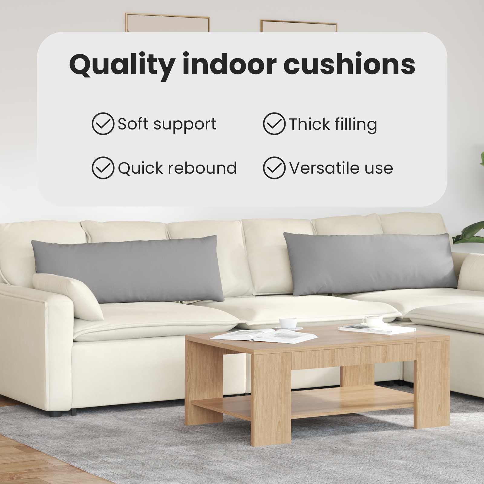 Sofa Pagalvės 2 pcs Pilka 120 x 40 cm audinys