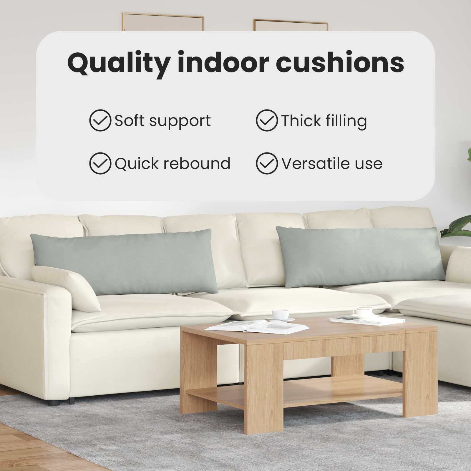 Sofa Pagalvės 2 pcs Šviesiai pilka 120 x 40 cm