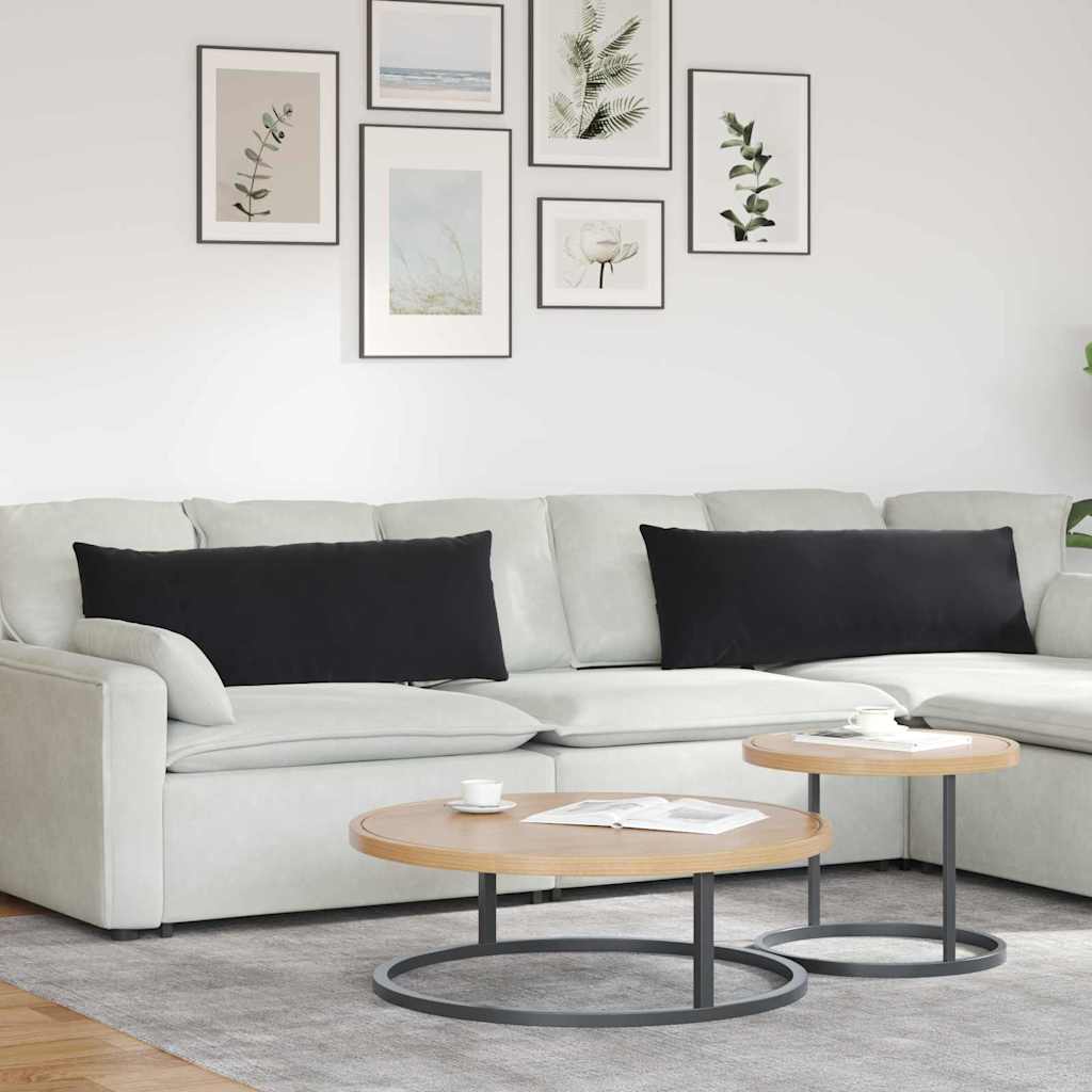 Sofa Cushions 2 pcs Black 120 x 40 cm Corduroy Fabric