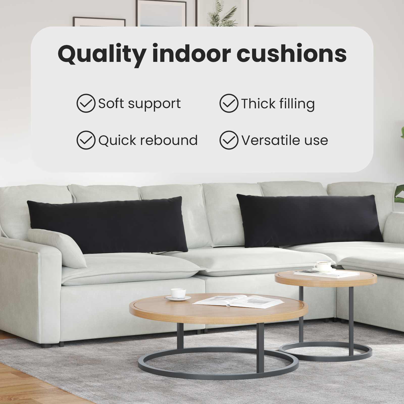 Sofa Pagalvės 2 pcs Juoda 120 x 40 cm Kordūrinis audinys