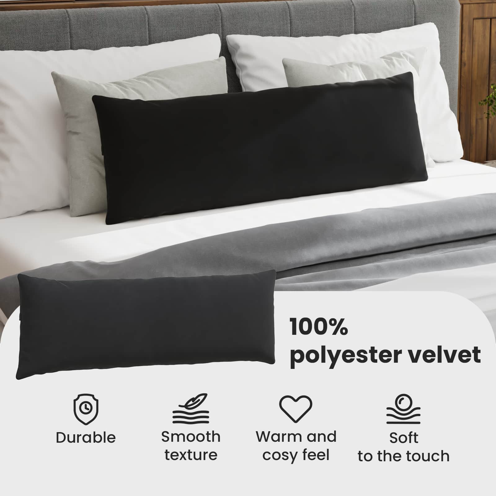 Sofa Pagalvės 2 pcs Juoda 120 x 40 cm Kordūrinis audinys