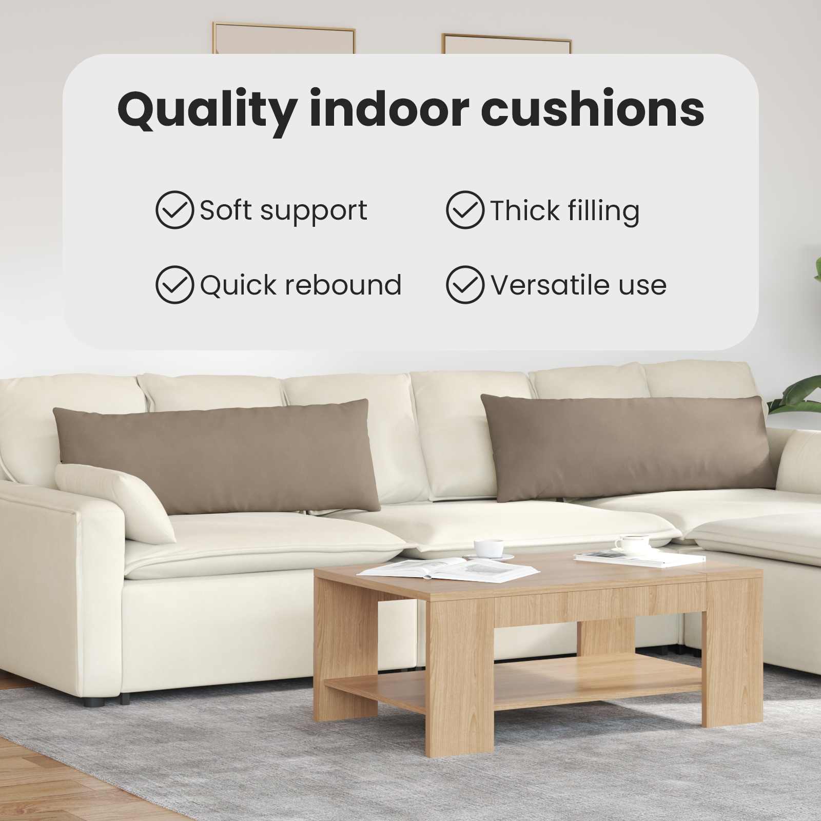 Sofa Pagalvės 2 pcs Taupe 120 x 40 cm audinys