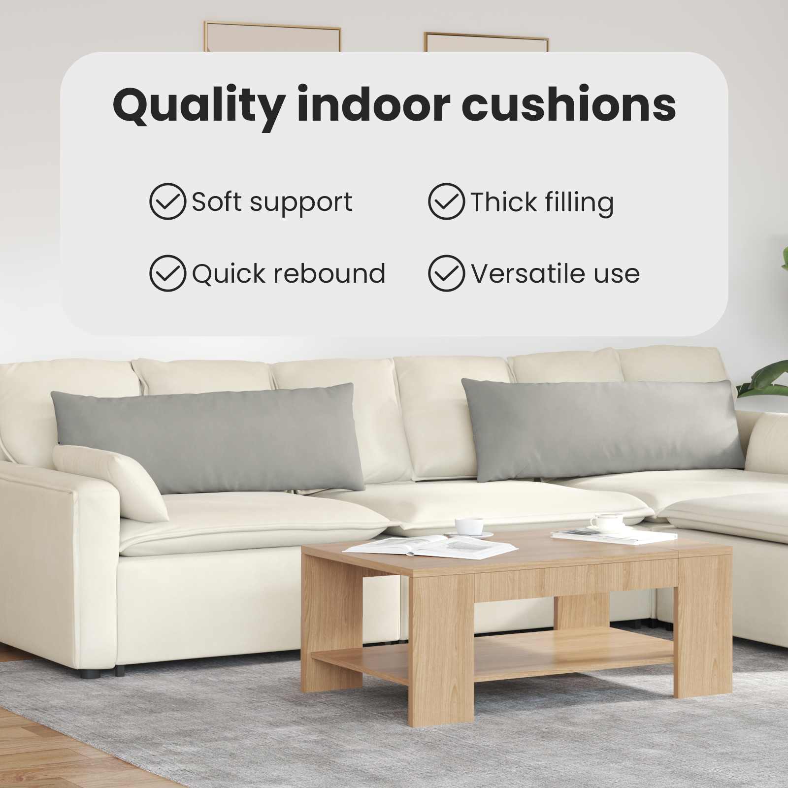 Sofa Pagalvės 2 pcs Šviesiai pilka 120 x 40 cm audinys