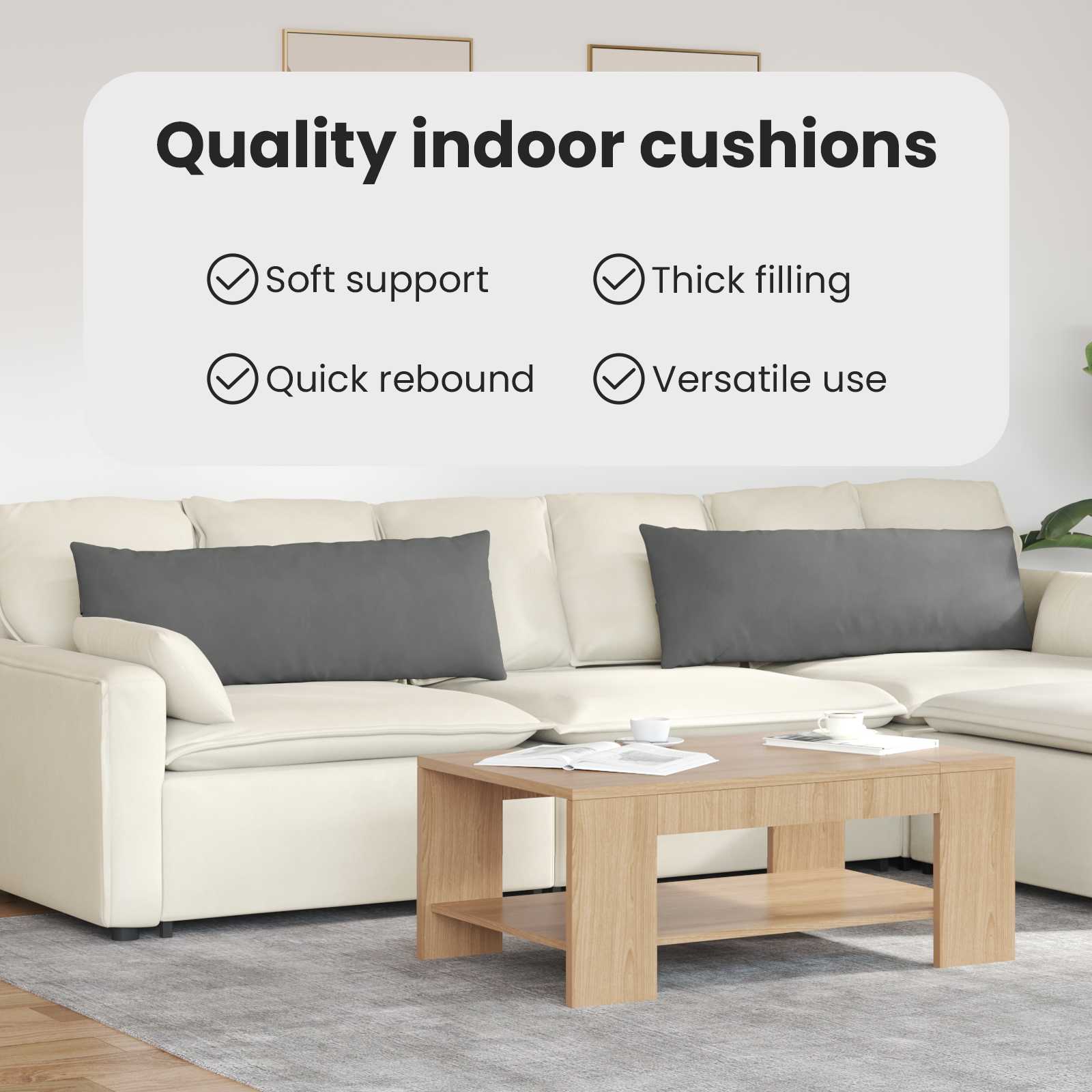 Sofa Pagalvės 2 pcs Tamsiai pilka 120 x 40 cm audinys