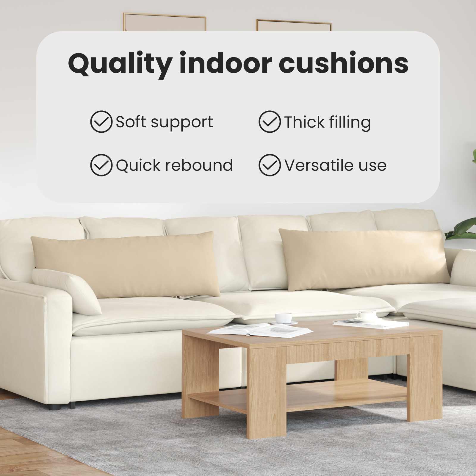Sofa Pagalvės 2 pcs Kreminė 120 x 40 cm audinys