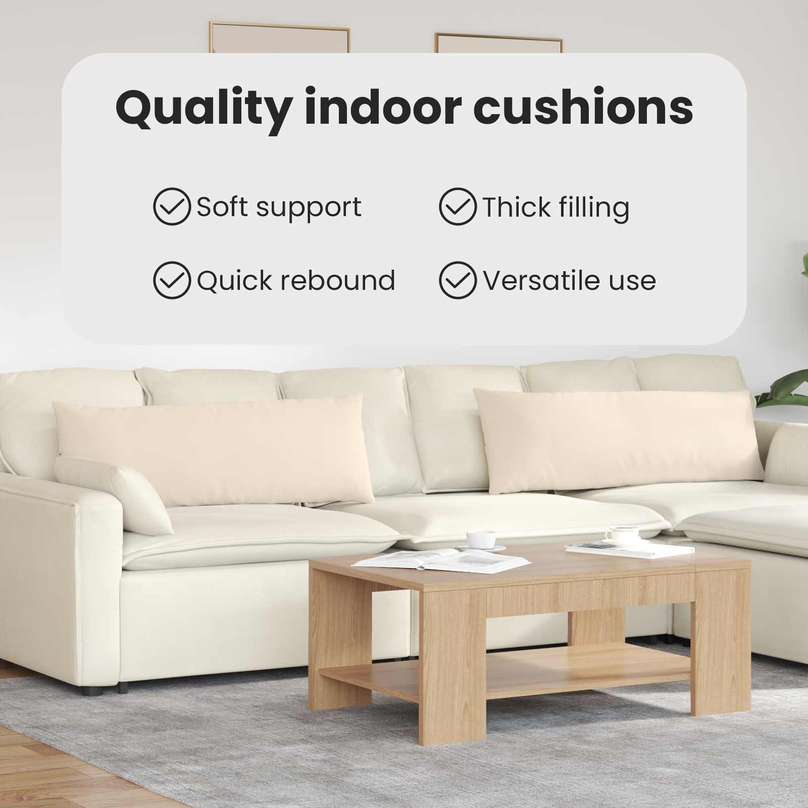 Sofa Pagalvės 2 pcs Smėlio 120 x 40 cm audinys