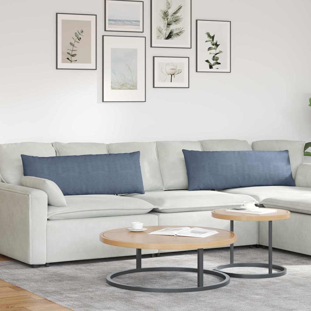 Sofa Pagalvės 2 pcs Mėlyna 120 x 40 cm Kordūrinis audinys