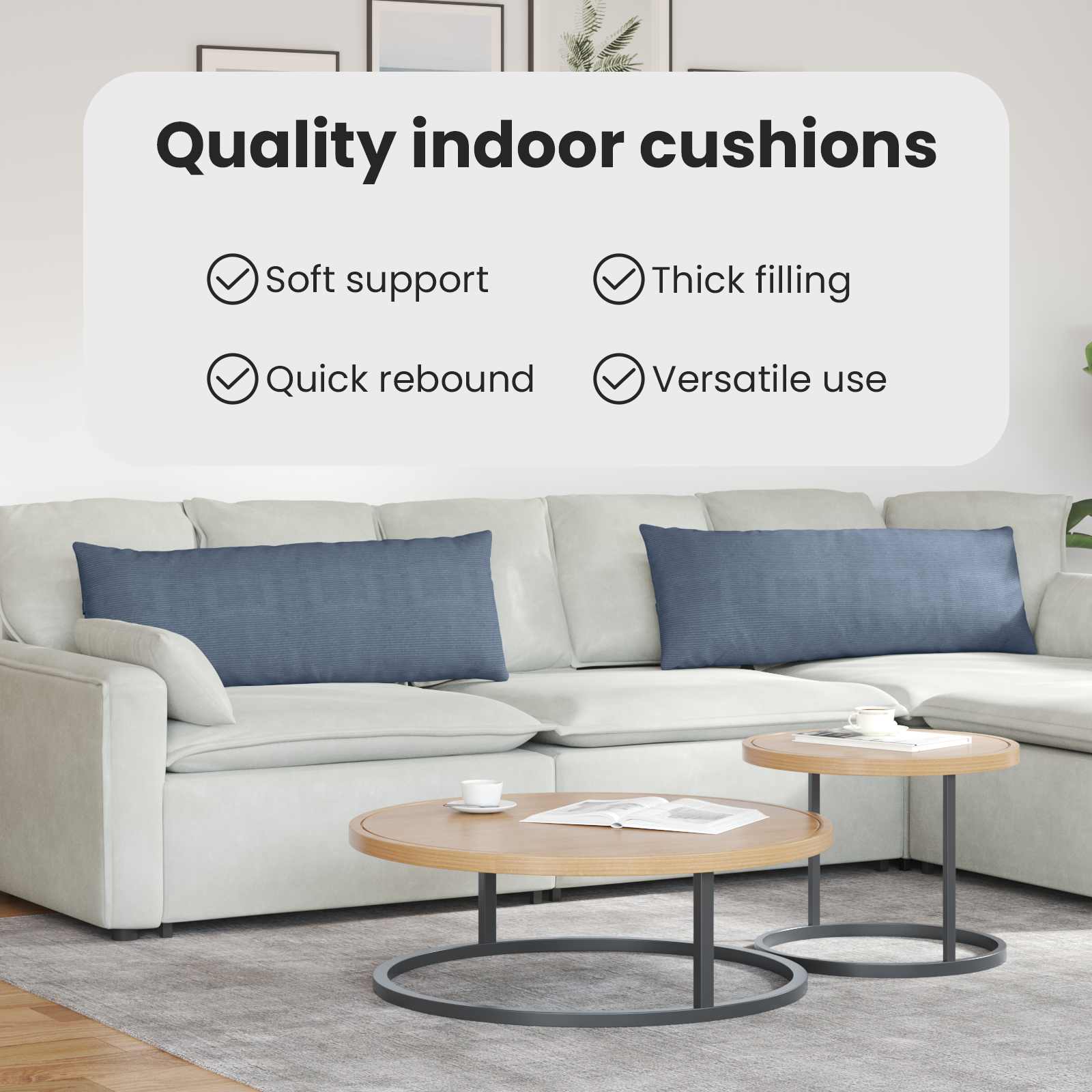 Sofa Pagalvės 2 pcs Mėlyna 120 x 40 cm Kordūrinis audinys