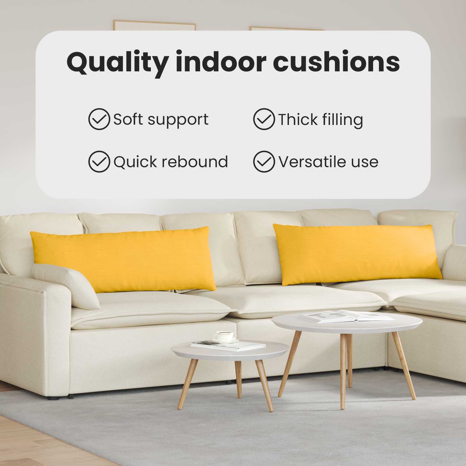 Sofa Pagalvės 2 pcs Šviesi geltona 120 x 40 cm