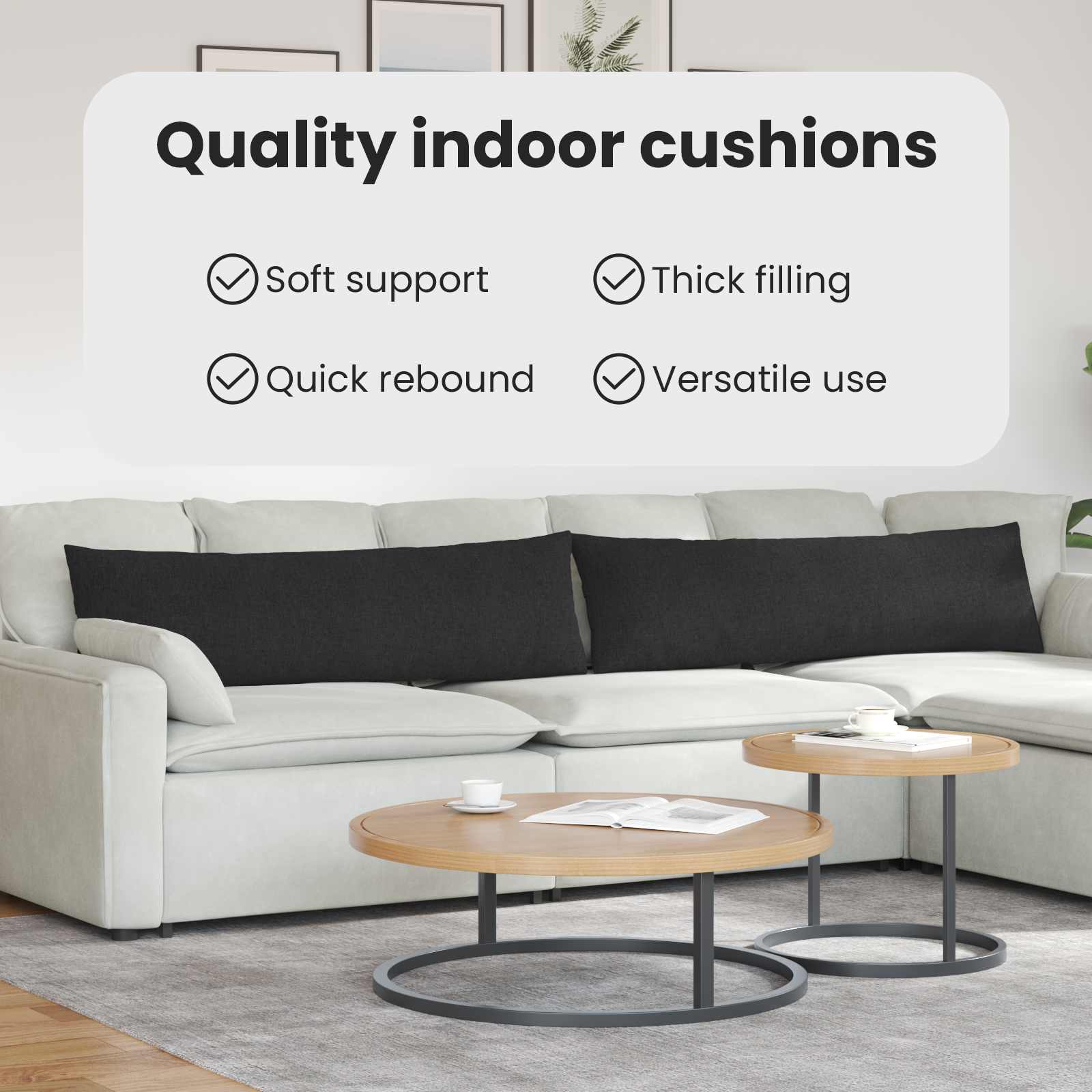 Sofa Pagalvės 2 pcs Juoda 145 x 40 cm audinys