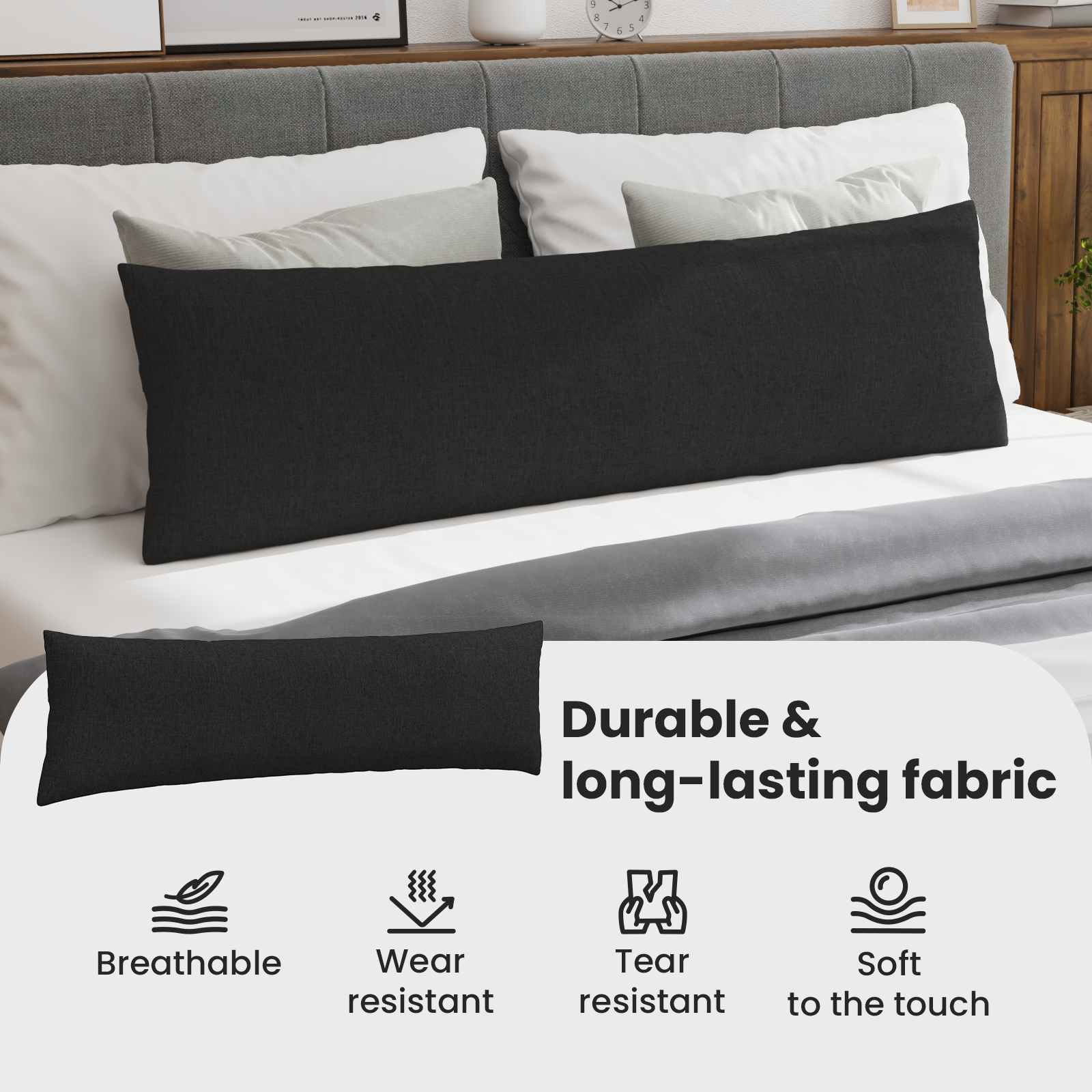 Sofa Pagalvės 2 pcs Juoda 145 x 40 cm audinys