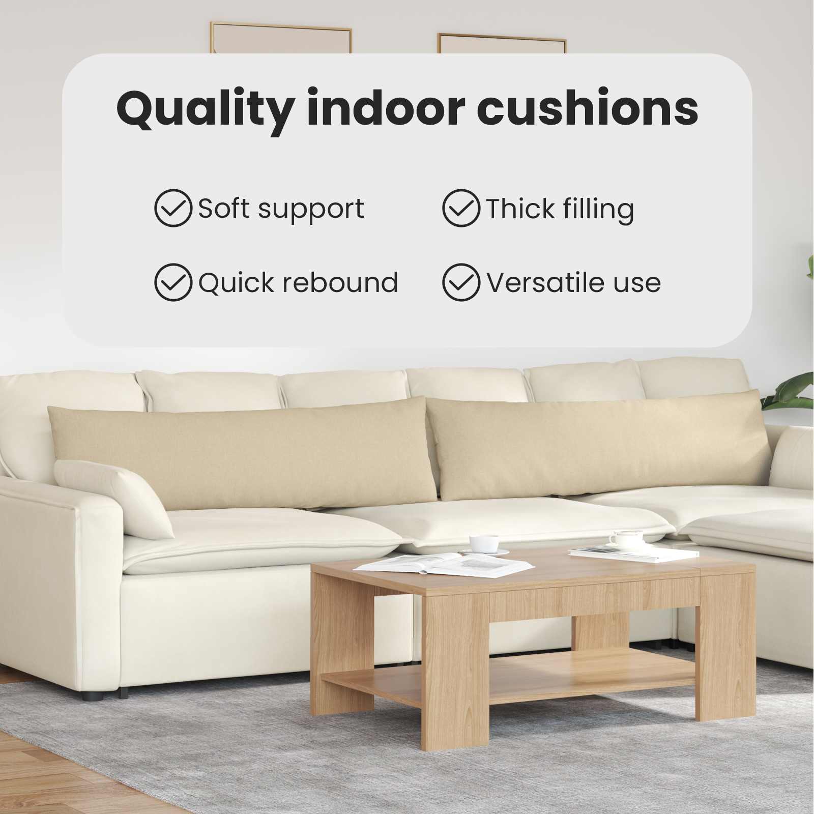Sofa Pagalvės 2 pcs Kreminė 145 x 40 cm audinys