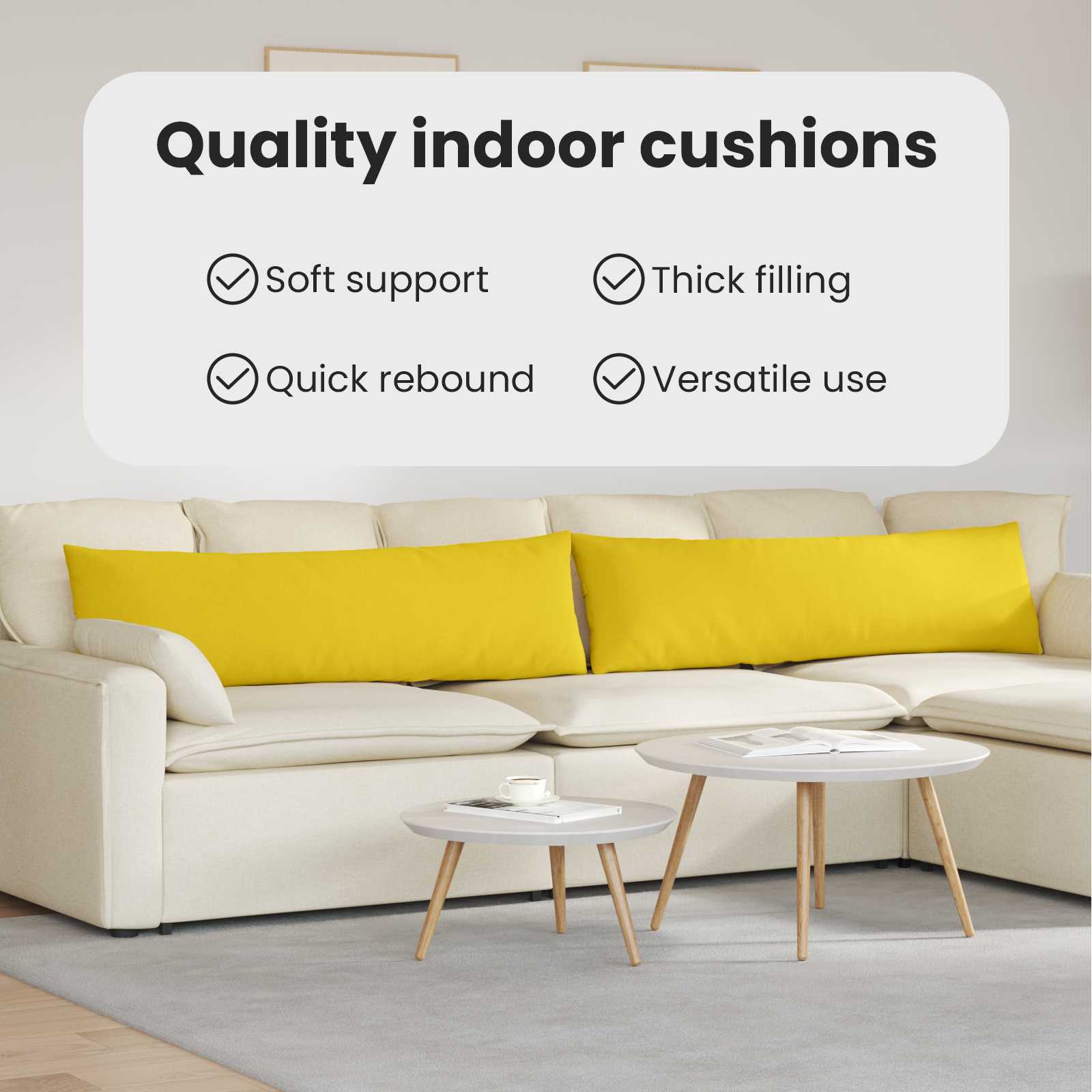 Sofa Pagalvės 2 pcs Šviesi geltona 145 x 40 cm audinys