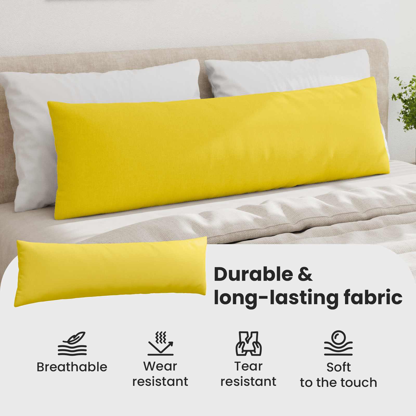 Sofa Pagalvės 2 pcs Šviesi geltona 145 x 40 cm audinys