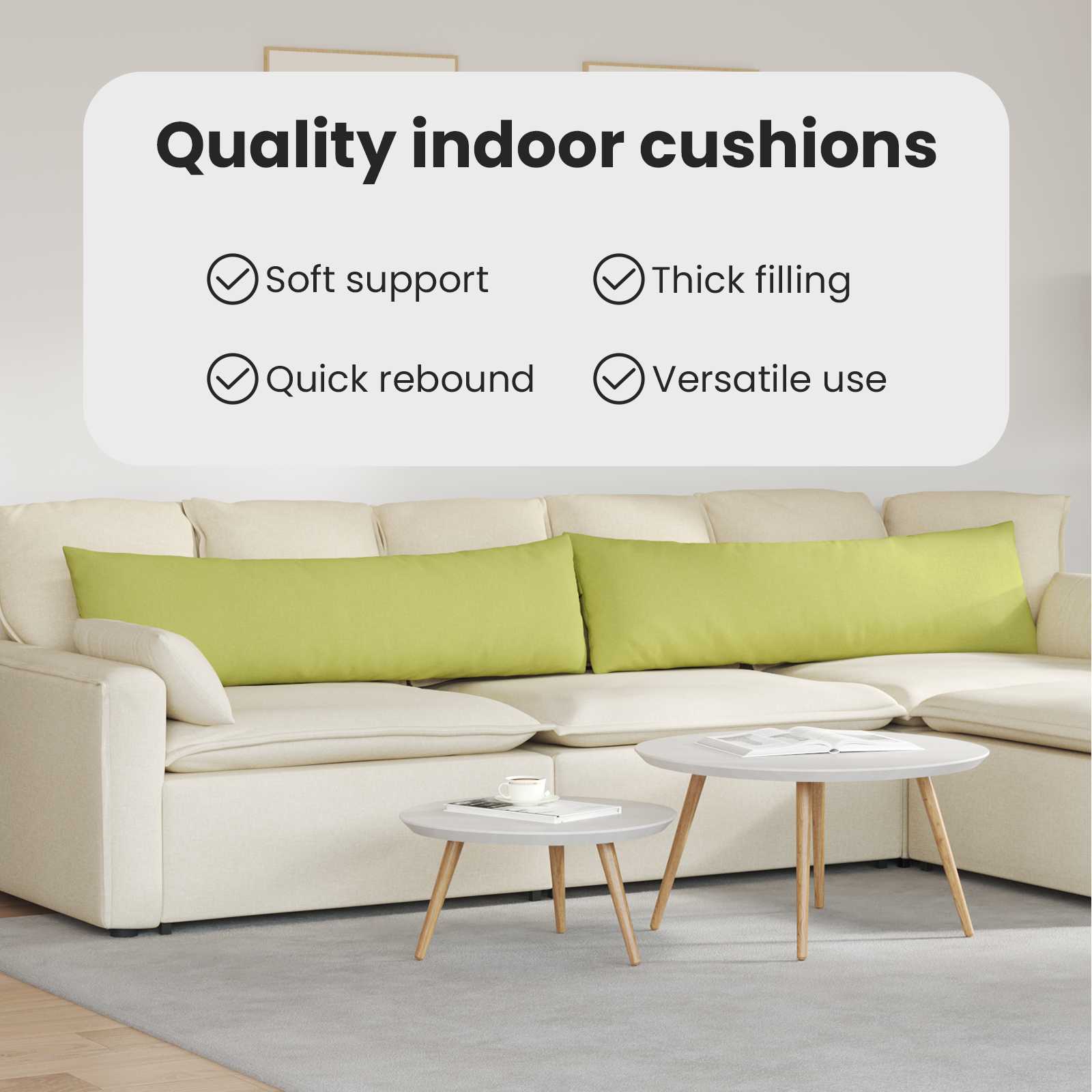 Sofa Pagalvės 2 pcs Šviesiai žalia 145 x 40 cm audinys