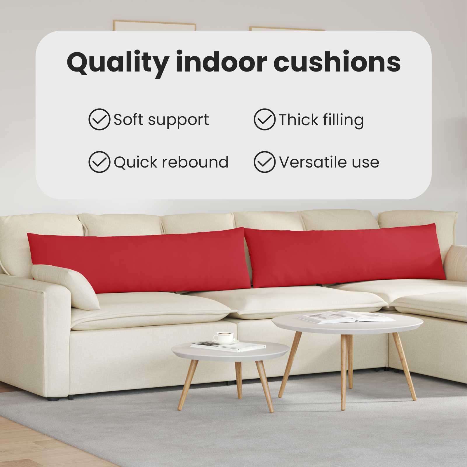 Sofa Pagalvės 2 pcs Raudona 145 x 40 cm audinys