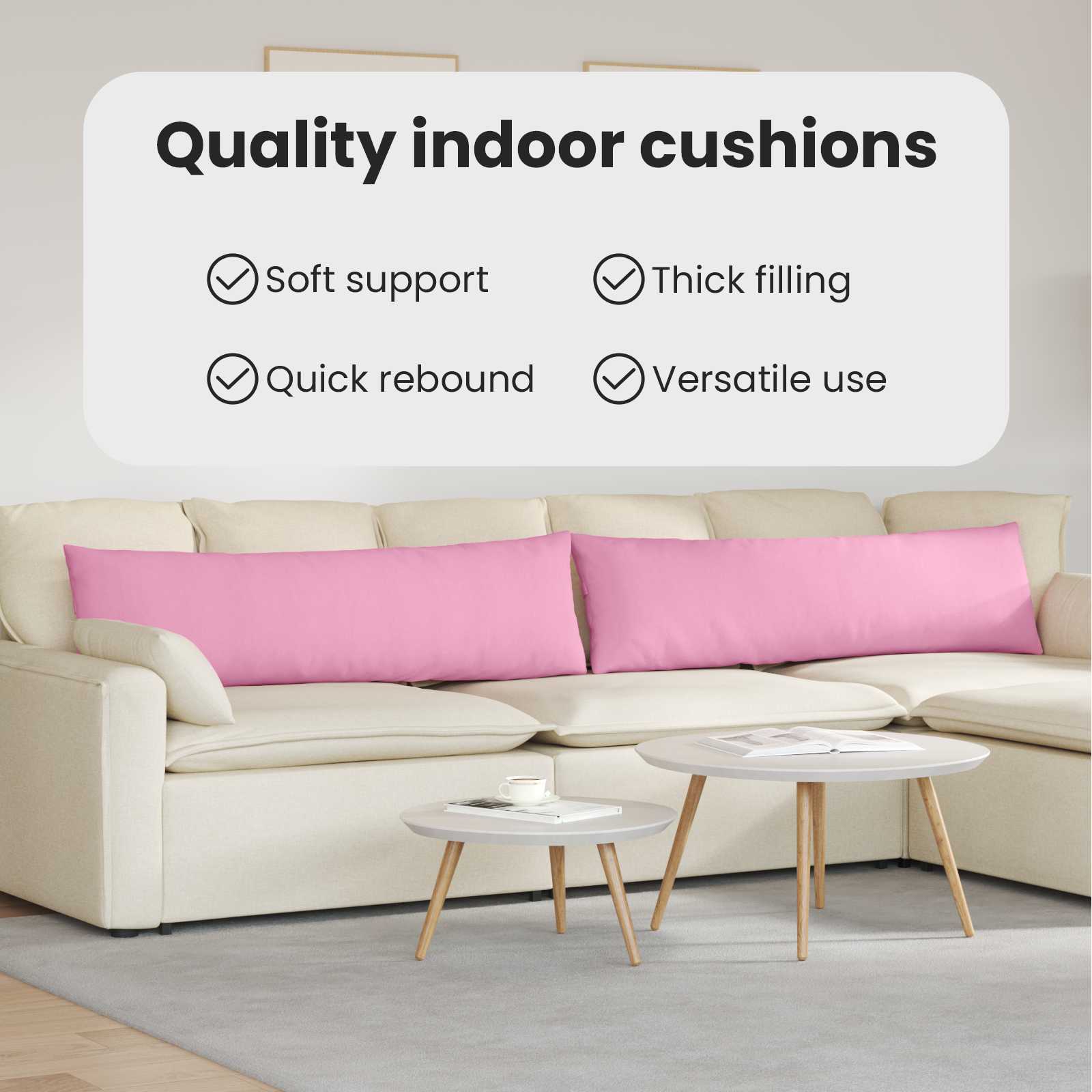 Sofa Pagalvės 2 pcs Rožinė 145 x 40 cm audinys