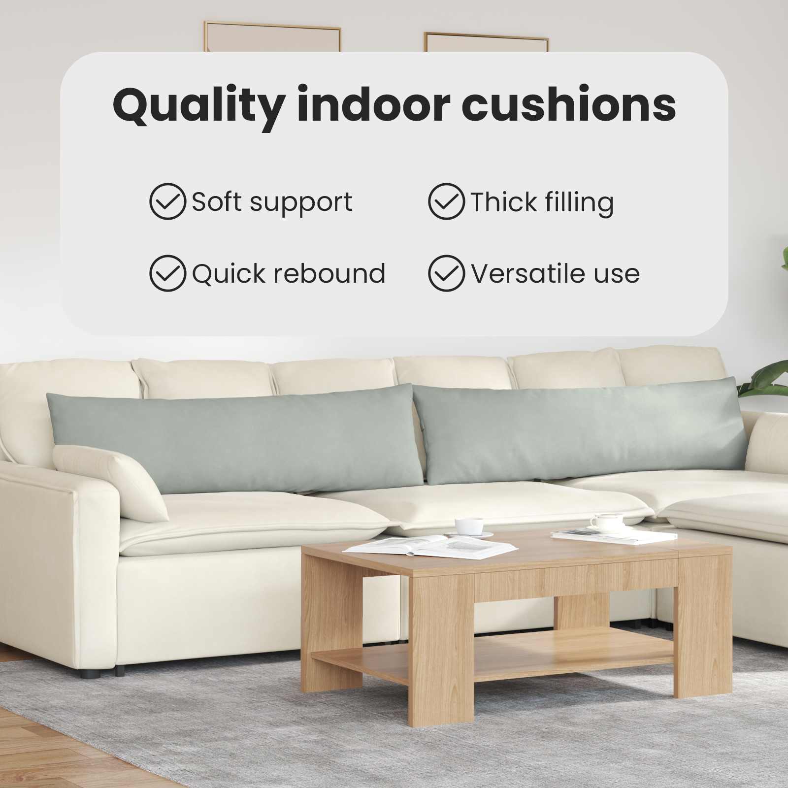 Sofa Pagalvės 2 pcs Šviesiai pilka 145 x 40 cm