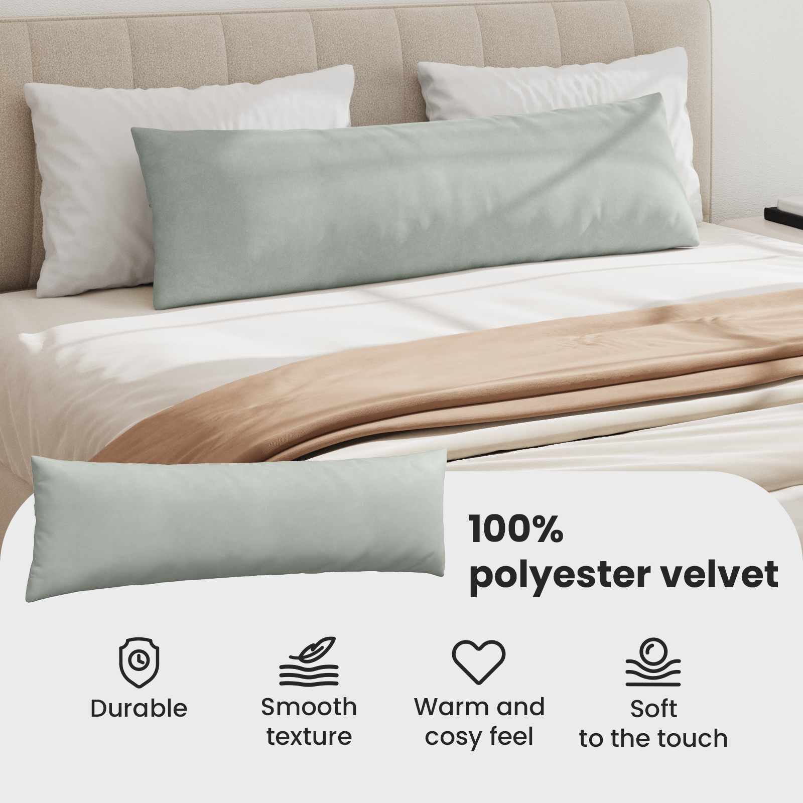 Sofa Pagalvės 2 pcs Šviesiai pilka 145 x 40 cm