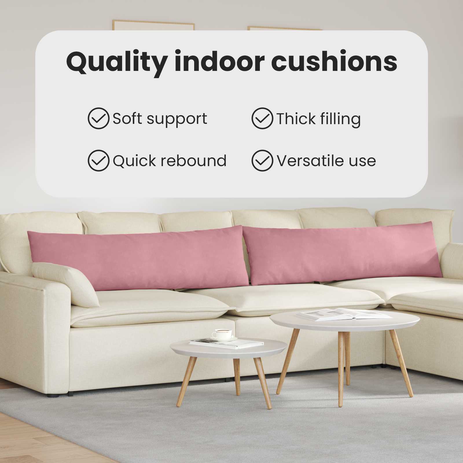 Sofa Pagalvės 2 pcs Rožinė 145 x 40 cm Kordūrinis audinys