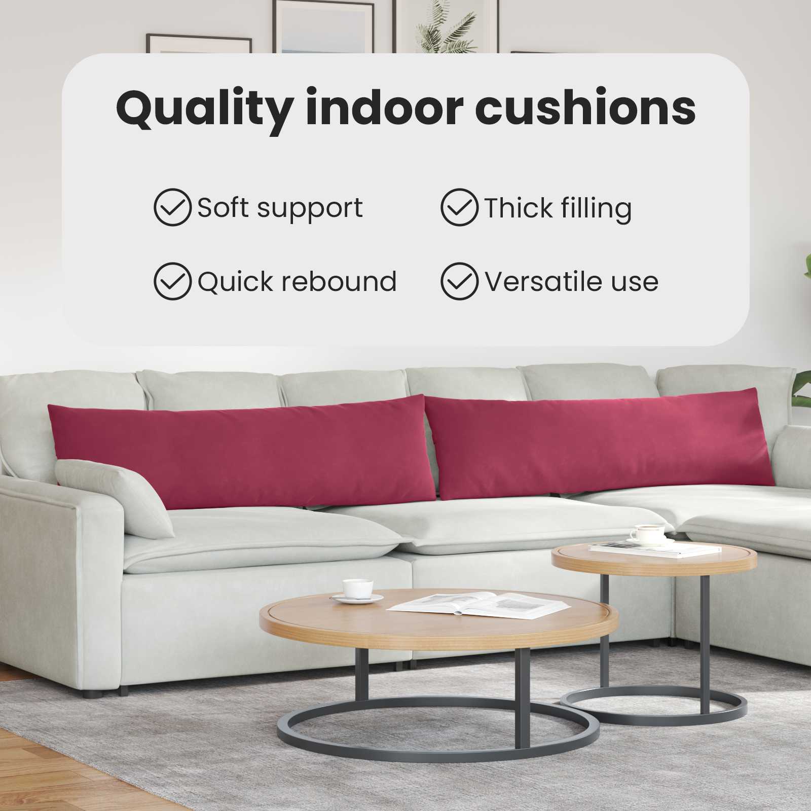 Sofa Pagalvės 2 pcs Vyno raudona 145 x 40 cm Kordūrinis audinys