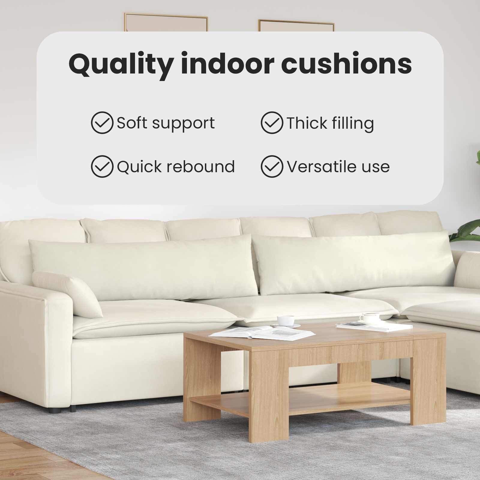Sofa Pagalvės 2 pcs Kreminė 145 x 40 cm Kordūrinis audinys