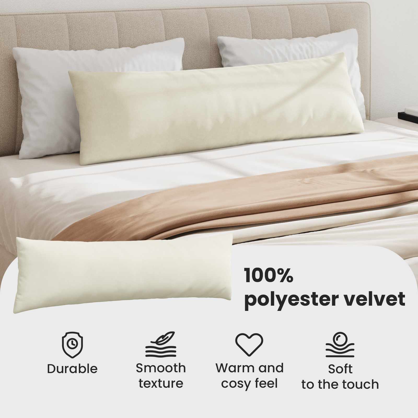 Sofa Pagalvės 2 pcs Kreminė 145 x 40 cm Kordūrinis audinys
