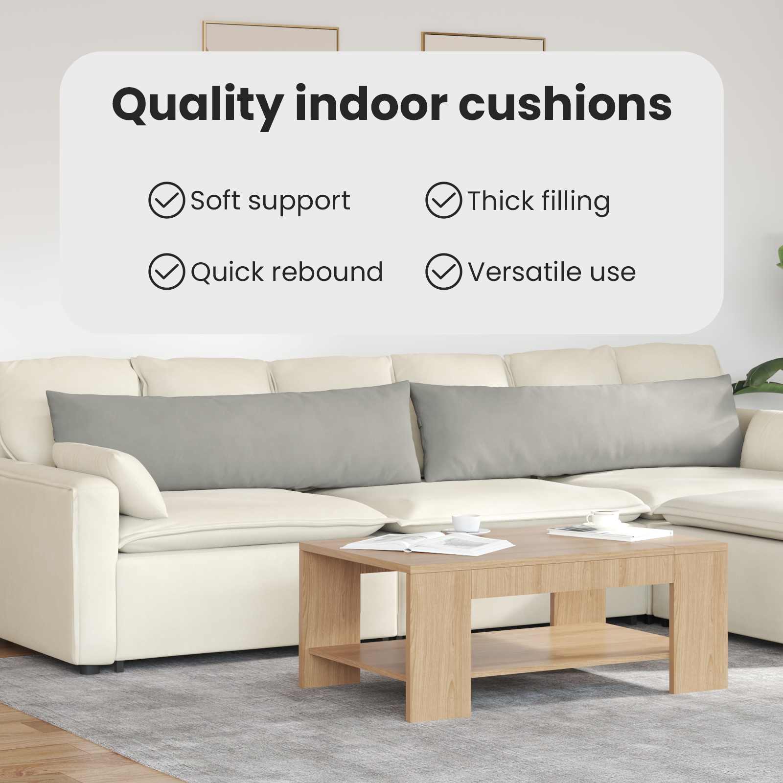 Sofa Pagalvės 2 pcs Šviesiai pilka 145 x 40 cm audinys