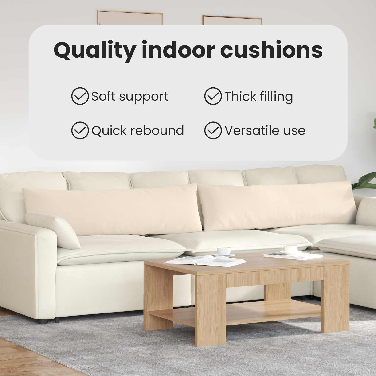 Sofa Pagalvės 2 pcs Smėlio 145 x 40 cm audinys